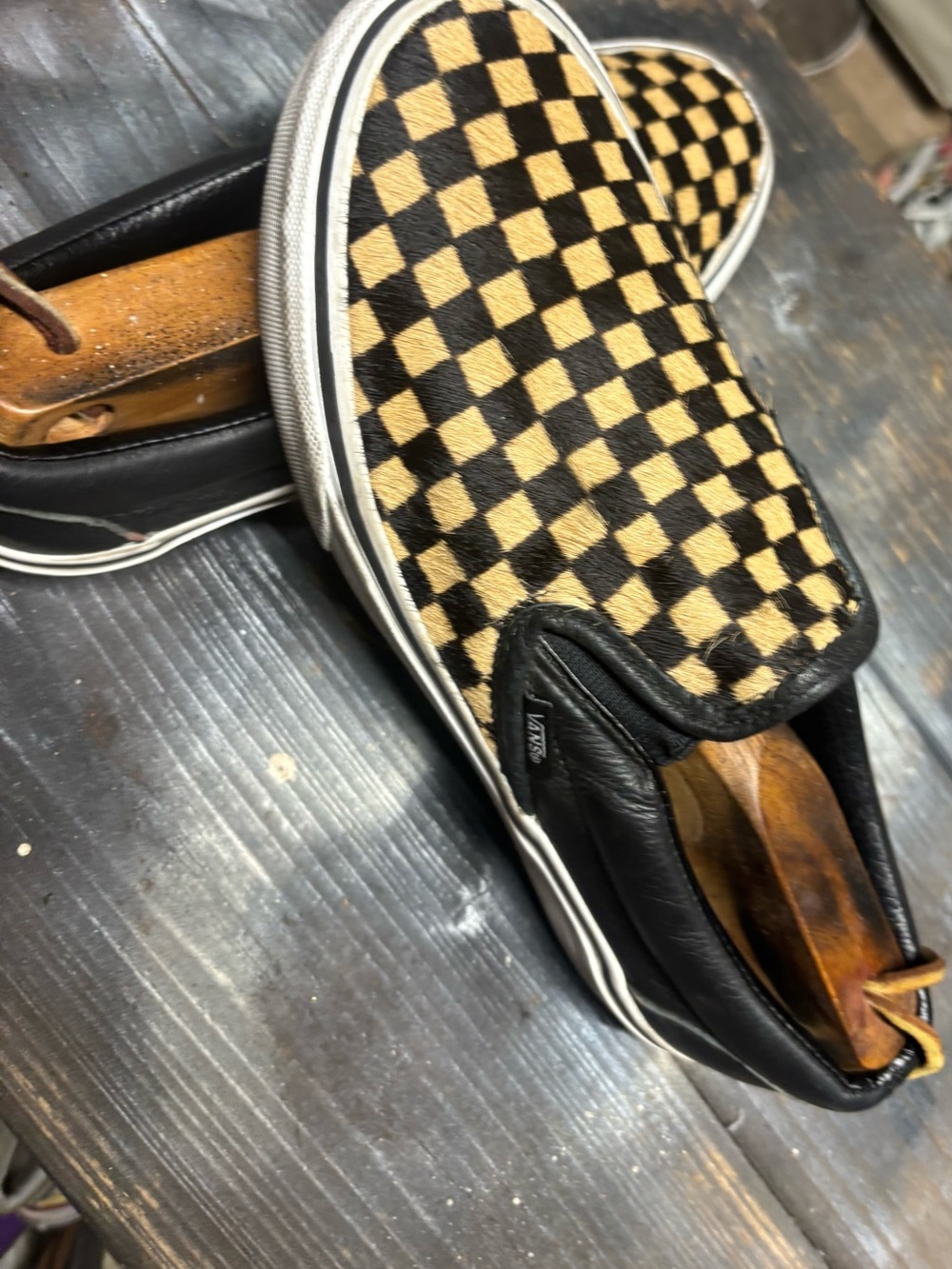 Vans black and beige checkerboard slip-on sneaker size women 9 - Picture 6 of 9